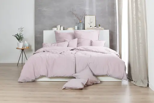 Renforce-Bettwäsche, stonewashed, 135x200cm, Blass-Rose