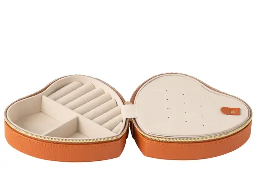 Schmuckdose Herz Kunstleder Cognac J-LINE