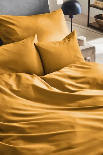 Luxus-Satin-Bettwäsche, 155x200cm, Senf