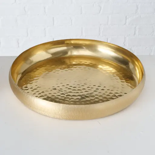 Deko Schale Gold Dekotablett "Shine" tief und flach - 2 Stck. Set