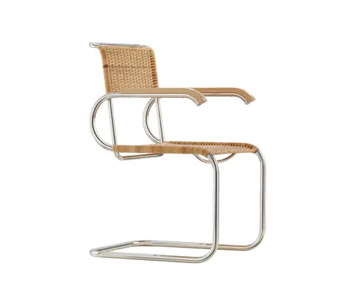 Bauhaus-Freischwinger mit Armlehnen "D40" von TECTA