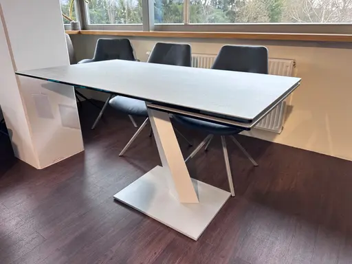 Esstisch Contur Iseo Platte Keramik auf Glas Savoia Grigio 140(180) x 80 cm