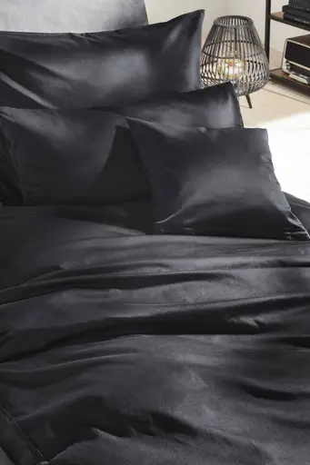 Luxus-Satin-Bettwäsche, 135x200cm, Schwarz