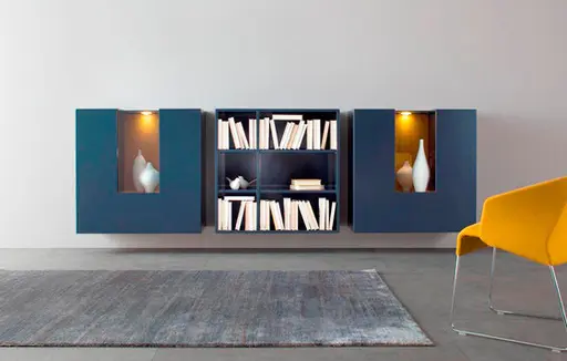 Bücherwand mit Vitrinen "Domino" von Sudbrock