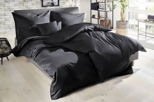 Luxus-Satin-Bettwäsche, 135x200cm, Schwarz