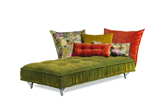Bretz Ohlinda Recamiere Sofa Farbe Oliv Orange Gold Grün