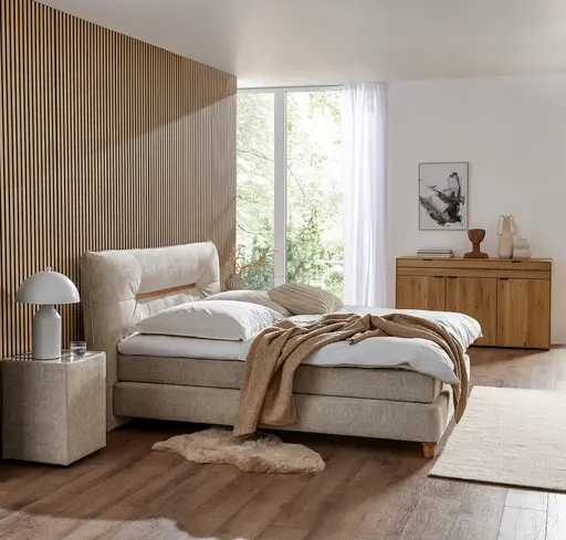 Boxspringbett Natura Alpin 180 x 200 cm mit 2 Beistelltischen