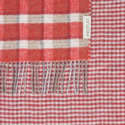 Wohndecke Decke mit Fransen Rot kariert 130x185cm