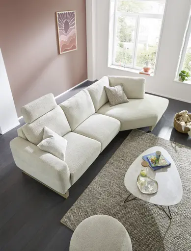 Ecksofa mit Relax-Funktion Leona Stoff ecru