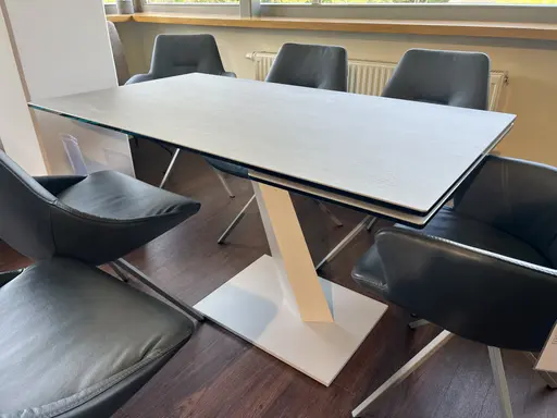 Esstisch Contur Iseo Platte Keramik auf Glas Savoia Grigio 140(180) x 80 cm