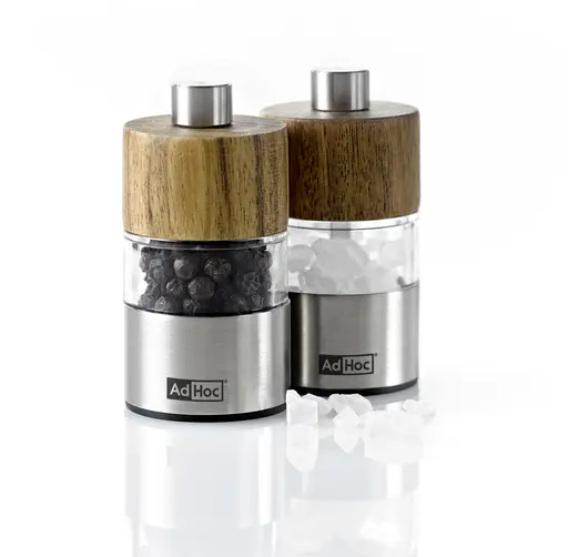 AdHoc 2er Set Salz- und Pfeffermühle Edelstahl Akazie