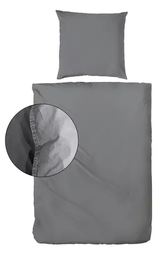Renforce-Bettwäsche, stonewashed, 155x220cm, Anthrazit